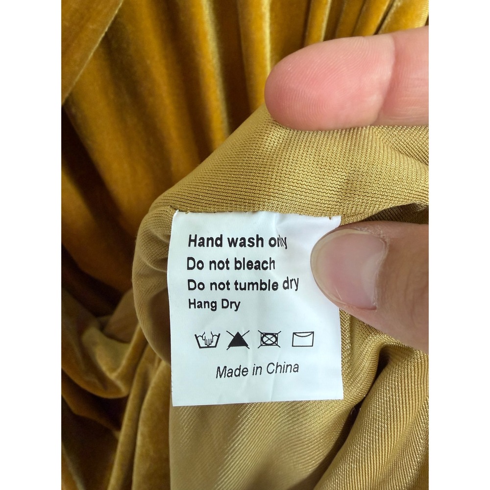 Jessakae Gold Velvet Draped Mini Dress Long Sleeve Mustard Womens 1XL NEW - Picture 9 of 11